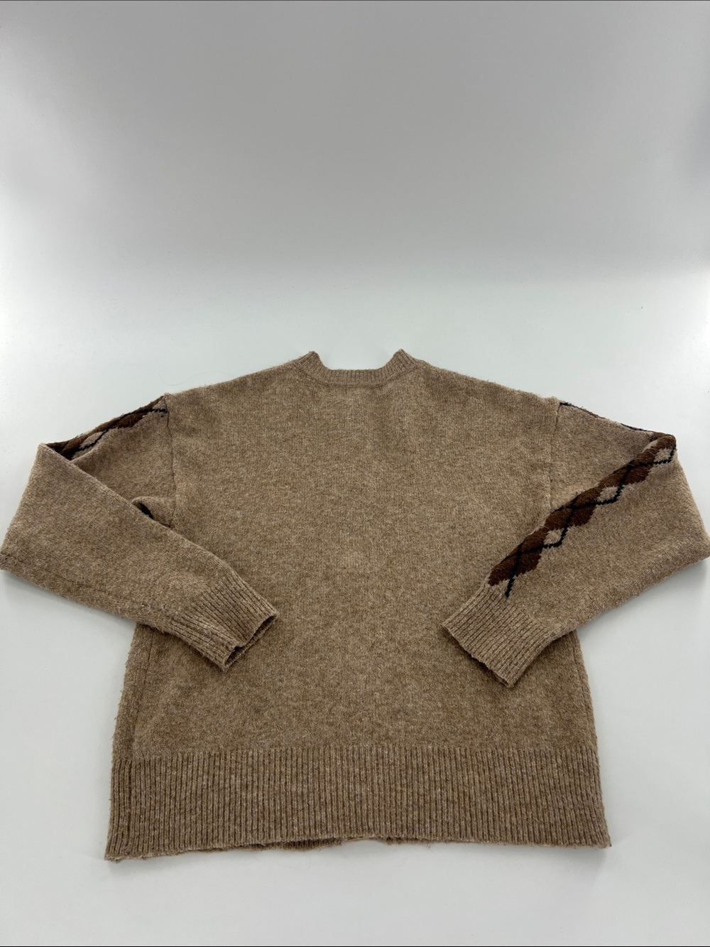 Marled Beige Horse-Intarsia Wool Blend Cardigan Sweater Western Coastal Cowgirl - Picture 7 of 7